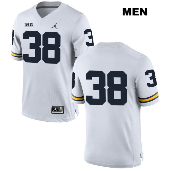 Men's NCAA Michigan Wolverines Jared Wangler #38 No Name White Jordan Brand Authentic Stitched Football College Jersey QX25D68UM
